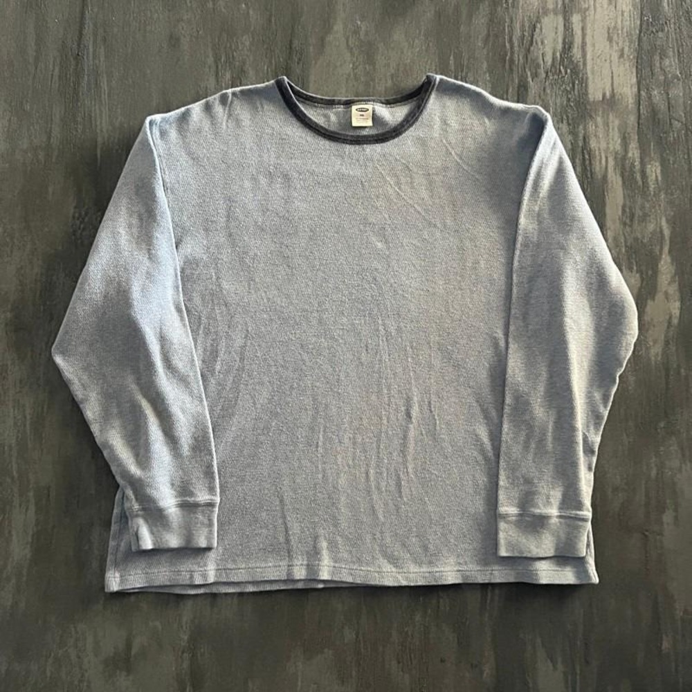 Vintage Old Navy Thermal Shirt Mens XXL Blue 2000s Y2K Ringer